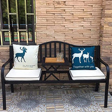 Panchina da terrazza da 60 pollici Panchina da giardino in ghisa, panchine per il tempo libero all'aperto con tavolo centrale, panchina in metallo retrò resistente alle intemperie e di lunga durata