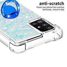 Custodia Samsung Galaxy A51 5G Squillo della Base del Telefono TPU Brillantini Diamond Liquido Telefono Bumper Case （Stelle Blu Fluorescenti）