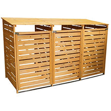 MonsterShop - Triplo Copribidone della Spazzatura in Legno Robusto per Contenere 3 Bidoni Standard da 240 Litri