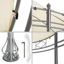 tectake 800723 Gazebo da Giardino di Lusso, Teli Laterali Padiglione Rotondo Ø 350 cm, Party Eventi, Idrorepellente e Resistente ai Raggi UV (Crema)