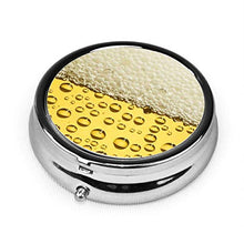 Portapillole rotondo per bevande alla birra, astuccio per portapillole in argento per borsetta, regalo unico per organizer in metallo decorativo, per integratori, soprattutto per bambini