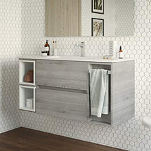 Yellowshop. - Mobile Bagno sospeso 120 cm Stile Moderno lavabo toeletta specchiera LED MOD. Block (Pino Bahia)