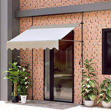 MVPower Tenda da Sole 350 x 120 x 200-300cm Parasole Avvolgibile a Barra Quadra con Gambe, Regolabile in Altezza, per Esterno, Giardino, Balcone Terrazza, Beige