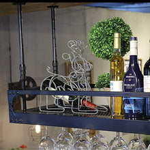 Cremagliere del vino, Wine Rack Altezza regolabile Hanging Calici supporto della cremagliera for tè e caffè tazze coppe di vino Occhiali bagagli Stendino Hollow vassoio ferro industriale a un solo str