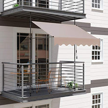 MVPower Tenda da Sole 350 x 120 x 200-300cm Parasole Avvolgibile a Barra Quadra con Gambe, Regolabile in Altezza, per Esterno, Giardino, Balcone Terrazza, Beige