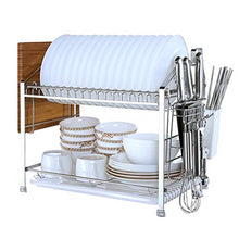 LYM &ripiano di stoccaggio Cucina Colapiatti, Posate Drain cremagliera Multifunzionale della Cucina Forniture 2 Strati Scaffalature unità Scaffale di Finitura