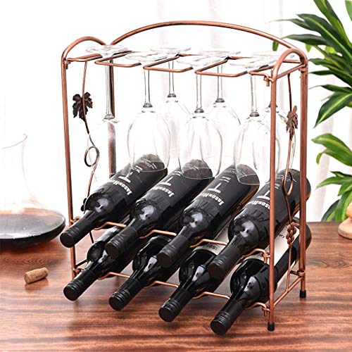 Porta Bottiglie di Vino da Terra, Portabottiglie Vino Pieghevole in Metallo per 4 O 8 Bottiglie E 8 Bicchieri da Vino per Decorazione Domestica Conservazione della Cucina Bar Cantina