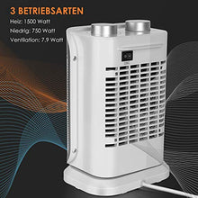 MVPower Termoventilatore Ceramico 1500W, 70 ¡ãOscillazione, 3 Livelli di Potenza, Termostato Protezione da Ribaltamento Protezione da Surriscaldamento, Risparmio Energetico per Ufficio Bagno ¡­