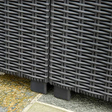 Outsunny Set Mobili da Giardino in Rattan PE Divano 3 Posti e Poggiapiedi/Tavolino, Cuscini Sfoderabili, Nero Grigio