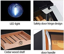 AMOYEE Scatola di visualizzazione del Sigaro humidor, Finestra di Vetro Artigianale, Top Cover Igrometro Digitale, umidificatore dedicato
