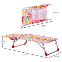 Outsunny Sedia Sdraio per Bambini Pieghevole in Metallo e Poliestere, Schienale Reclinabile Fino 180°, 118x40x24cm Rosa