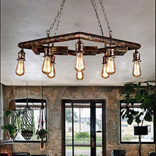 N/Z Home Equipment Ralph Pipe E27*8 Steampunk Bright Loft Style Living Room Dining Room Square 8 Head Wrought Iron Bar Cafe Easy to Tall