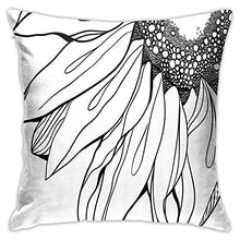DHNKW Throw Pillow Case Cushion Cover，Part of A Sunflower in Black And White Botanical Garden Agricultural Growth Theme ，18x18 Inches