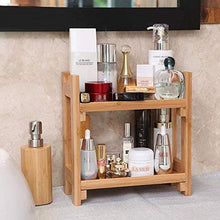 WDX - Scaffale da bagno doppio per lavabo da bagno, lavabo, tavolo da bagno, finitura in bambù, dimensioni: 32,5 x 16 x 28 cm