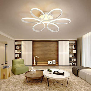 75W LED Plafoniera, Creativa Forma Di Fiore Lampada Da Soffitto, Bianco Alluminio Corpo Lampada In Acrilico Paralume, Soggiorno Camera Da Letto Luce Di Soffitto 3000K~6000K Dimmerabile Φ58 * H10cm - Arredi Casa