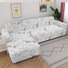 Ryoizen Copridivano con Penisola Elasticizzato Fodere Copridivano Angolare a Forma di L Chaise Longue Sia a Sinistra Sia in Destra all-Inclusive Universale(Graffiti/Bianco，3 Posti+ 4 Posti)