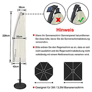 Aufun - Telo Protettivo per ombrellone, 3 m, 3,5 m, Impermeabile, in Poliestere, con Chiusura Lampo e Cordino