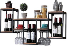JPVGIA Vino Mensola Metallo Ferro for Bar |Legno Wine Glass Holder |Stand Vino |Holder Calice |A Parete Wine Cooler |Wall Hanging Cube mensola