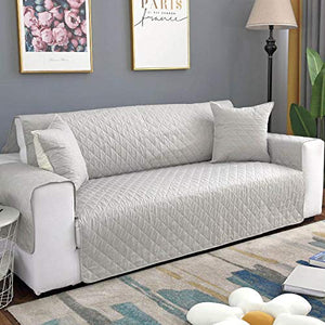 Antimacchia Sofa Protettore ,Fodera per divano reclinabile, protezione per tappetino per bambini per cani, copridivano reversibile, per fodere per soggiorno-grigio chiaro a 2 posti (130x196 cm)