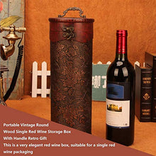 Scatola da vino portatile rotonda in legno vintage singola scatola di vino rosso con manico cucina retrò regalo cremagliere del vino
