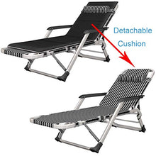 SHUAIIJUAN Sedia per il tempo libero domestico Sedie pieghevoli Patio Lounge Poltrone Outdoor Nero giardino Sdraio Poltrona reclinabile con cuscino staccabile Prato Patio sedie reclinabili Max.200kg
