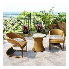 HLZY Tavolo in Vimini in Rattan mobili in Patio e Set Sedia, Arredamento per Esterni Rattan Garden Mobili Set di Vetro Tavolino da caffè Conversazione per Giardino all'aperto Piscina (Color : Brown)