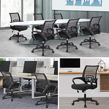 Yaheetech Sedia da Ufficio Scrivania Ergonomica Girevole Reclinabile Imbottita con Rotelle e Braccioli in Tessuto Traspirante Altezza Regolabile Nera