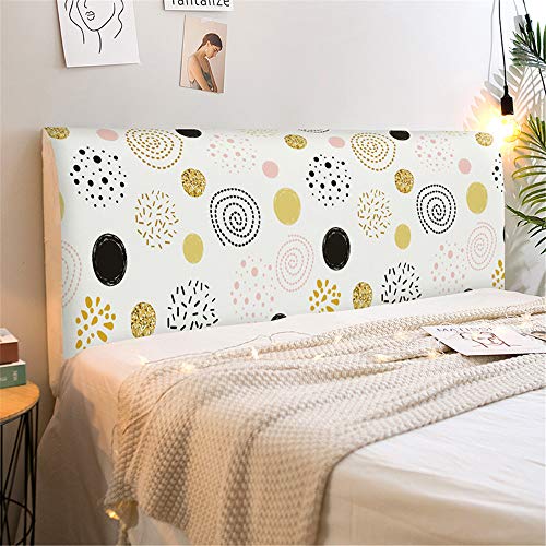 Fansu Copertura Testiera Letto Singolo/Matrimoniale, Stampa Graffiti Elastica Antipolvere All-inclusive Copertura per testiera per Letto, Decorazione per Camera da Letto (D'oro,150cm)