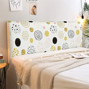 Fansu Copertura Testiera Letto Singolo/Matrimoniale, Stampa Graffiti Elastica Antipolvere All-inclusive Copertura per testiera per Letto, Decorazione per Camera da Letto (D'oro,150cm)