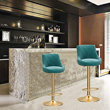 Sgabelli da Bar Sgabelli da bar in metallo da 1/2/4 pezzi, sgabelli da bar girevoli a 360°, sedie in velluto con schienale, sgabelli da pranzo moderni per bar / caffè / cucina, verde, altezza: 65-80cm
