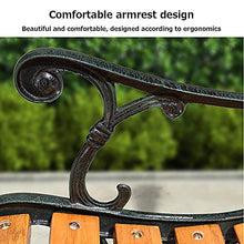 Panchine da giardino panchine da esterno per il tempo libero, struttura in ghisa e panchine da terrazza resistenti alle intemperie in legno massello anticorrosivo, panca da 2-3 posti con schienale e