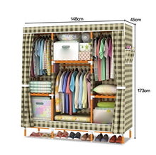 LyMei Organizzatore di stoccaggio Armadio Armadio in Tessuto in Legno massello a Prova di umidità Armadio in Tessuto Oxford Armadio Guardaroba Organizer, 148 * 173 * 45 cm,D