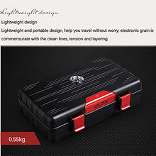 Humidor per Sigari da Viaggio Scatola in Ldpe Ambientale Portatile Spugna Integrata Anti-Shock Design A Doppio Vassoio con Blocco con Umidificatore E Igrometro Confezione da 10,Black-Yellow