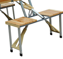 Outsunny Tavolo da Campeggio Pieghevole a Valigetta con Sedie in Legno, Tavolo da Picnic Telaio in Alluminio per Esterno
