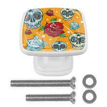Set di 4 maniglie rotonde per armadio da cucina, credenza, cassettiera, cassettiera, con viti, per cucina, comò, armadietto, bagno, guardaroba, testa di teschio, fiori di rosa