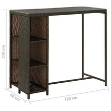 Tidyard Tavolo da Bar Giardino Esterno con Ripiani Portavini in Polyrattan 120x60x110 cm,Tavolo Penisola da Bar con Ripiano,Tavolo Alto in Rattan,Tavolo da Bar da Esterno,Tavolo da Bar Patio