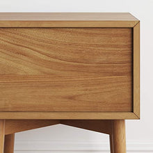 Nathan James 32704 Harper Mid-Century - Comodino in legno di quercia con 2 cassetti, tavolino laterale con contenitore, colore: Marrone