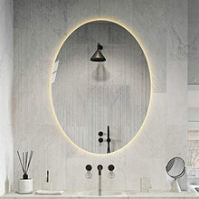 Specchio Rotondo A Muro Controluce LED, Specchio per vanità da bagno, muro + Dispositivo di defogger e Dimmable Touch Switch + Bagno ovale LED Specchio retroilluminato, Specchio per trucco illuminato