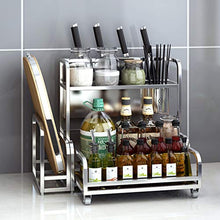 LYM &ripiano di stoccaggio Scaffale for spezie da Cucina in Acciaio Inossidabile, organizzatore for Ripiani for Uso Domestico a Doppio Strato Multifunzione -2 Strati Scaffale di Finitura