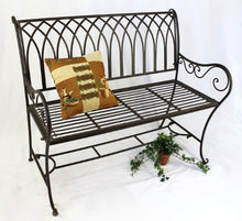 Panca Romina 90507 in Metallo Panca da Giardino Panca-Seduta Panca-Suolo 2 sedute 110cm Marrone