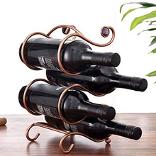 TOPBATHY Portabottiglie in metallo per 4 bottiglie di vino, supporto decorativo per bottiglie di bevande, liquori, champagne (bronzo)
