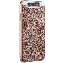 Saceebe Compatibile con Galaxy A80 Custodia Silicone TPU Paillettes Glitter Strass Silicone TPU Case PC Coperture [placcatura bordo] Bumper Case Ultra Sottile Antigraffio,oro rosa&