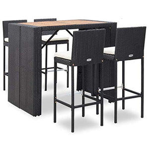 Goliraya Set da Bar da Giardino 5/7/9 pz in Legno Massello d'Acacia e Polyrattan Grigio,Set Tavolo e Sedie da Bar Alti da Giardino in Rattan,Set Tavolo e 6/8 Sedie da Bar in Rattan per Esterno
