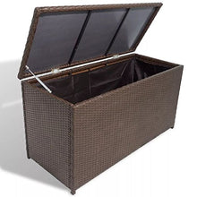 Tuduo - Cassapanca da giardino in polyrattan, colore: Marrone