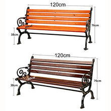 Outdoor Furniture Panchina da Giardino per Esterni Sedia da Parco in Metallo, Panca da Balcone in Legno massello anticorrosivo a 2-3 posti, Robusta Struttura in ghisa antiruggine da 120 cm