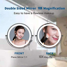 ZJBB Specchio Trucco da Parete Estensibile, 360°Girevole Specchio Ingranditore 10x, Specchio da Bagno con Luce a LED USB Ricaricabile, Specchio da Barba per Salone di Bellezza e Hotel