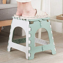 Sgabello in plastica, sgabello pieghevole portatile allungato, poggiapiedi, per adulti e bambini, portante, adatto per cucina, bagno, esterno/Verde / 28x22x46cm