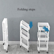 Chunjiao Carrelli a 3 Strati a 3 Strati Pieghevoli Carrello da Cucina Carrello Mobile Acciaio in Carbonio con Ruote universali Installazione Gratuita per Bagno Balcone-Blu Portabottiglie da Vino/por