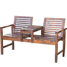 GaoF Panca retrò da Giardino da 55 Pollici, Retro Panca in Legno massello anticorrosivo, Doppio tavolino da caffè, Schienale con braccioli, Sedia da Portico per Panca da