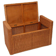 Mendler Baule Panca Contenitore M92 Rattan 44x88x51cm con Cuscino Colore Legno
